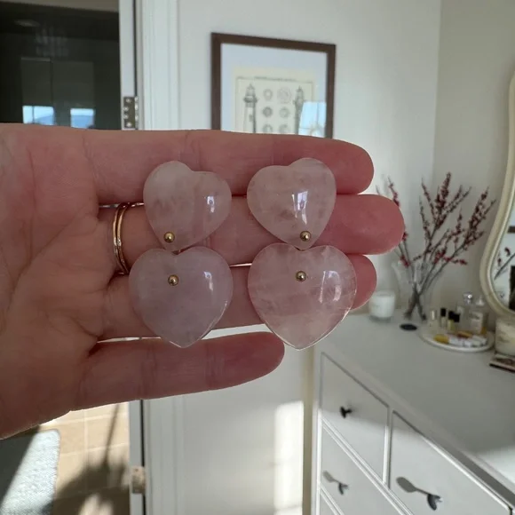 Tuckernuck Light Pink Heart Drop Earrings - Picture 2 of 2